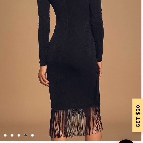 NWT LULUS LONG SLEEVE FRINGE BODYCON DRESS - Picture 3 of 6